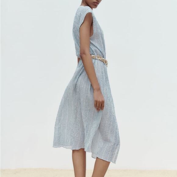 ZARA STRIPED MIDI DRESS - Picture 4 of 8